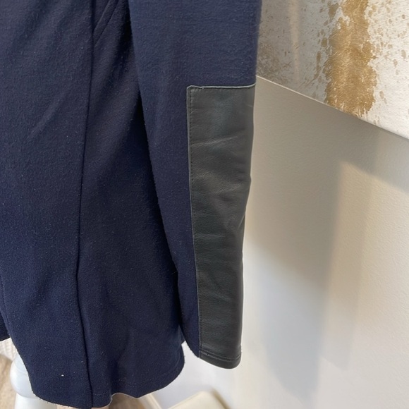 Fifteen Twenty Navy Side Zip Sweater Jacket  Lambs Leather Arm size small - Picture 3 of 6